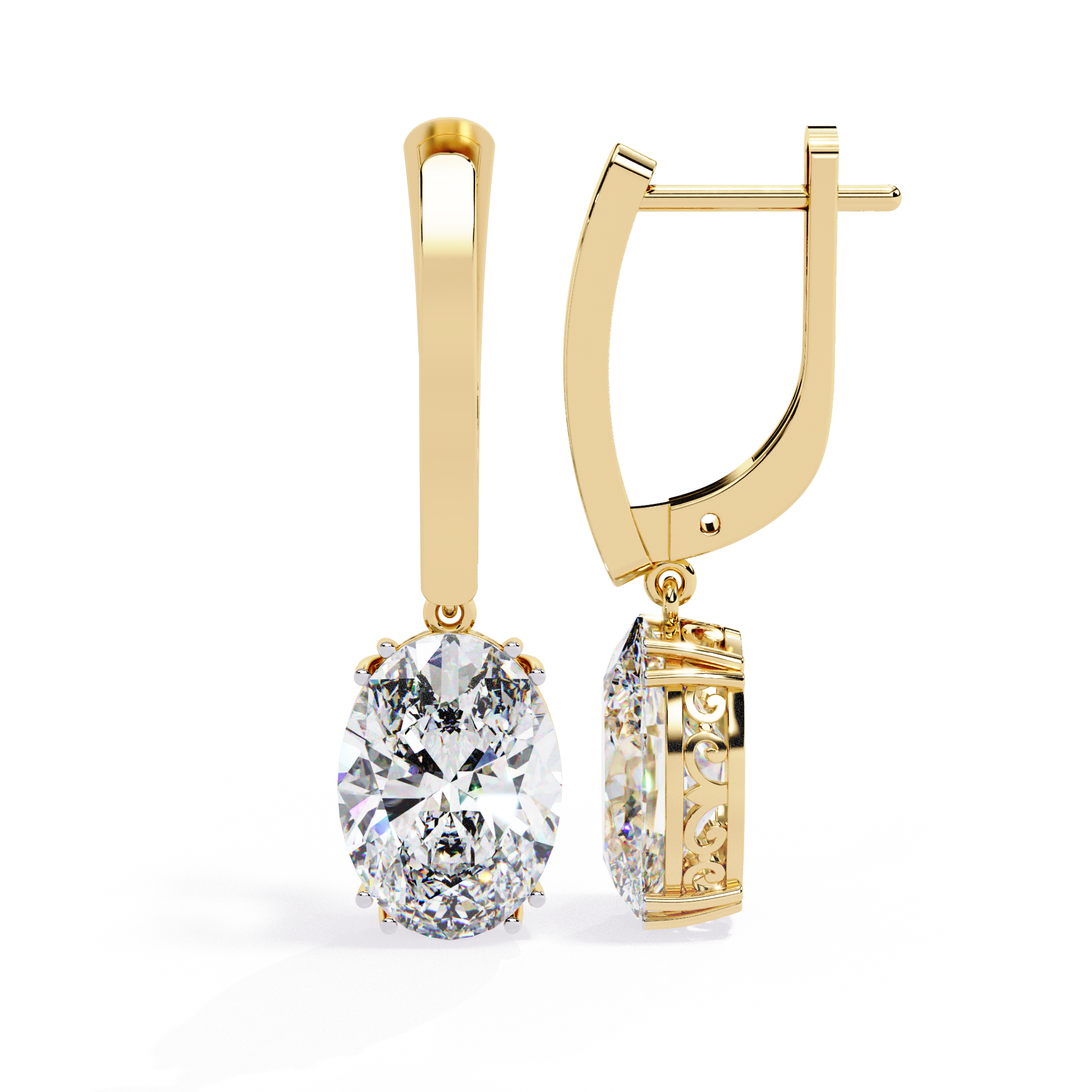 Solitaire oval earring